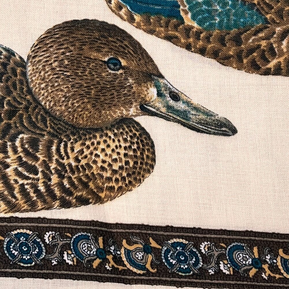 NEW Art of the Scarf Water Fowl Duck Square Fringed Ivory 46" Made in Italy - Picture 5 of 12